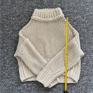 Free People My Only Sunshine Knit Beige Mock neck Cotton Chunky Sweater Medium